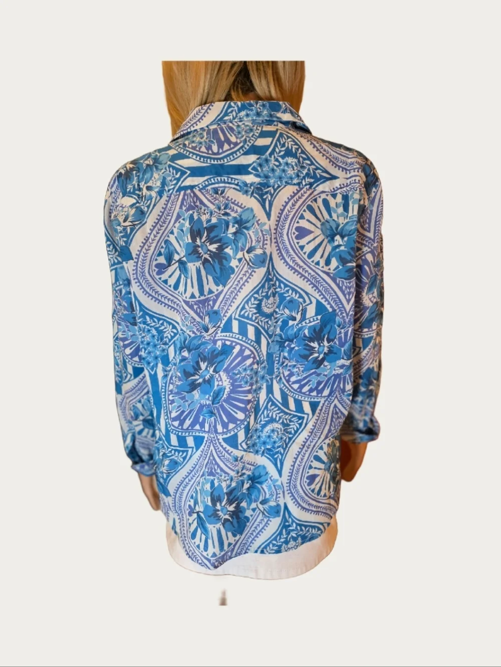 NWT Calypso St. Barth Islegance Resort Blue Paisley Cotton Blouse MSRP $328 - Picture 5 of 10
